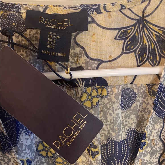 RACHEL Rachel Roy Floral Wrap Blouse - Blue and Yellow - Picture 10 of 10